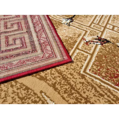 Vzorovaný koberec 50x90 cm LUKEN - červený / béžový