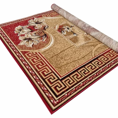 Vzorovaný koberec 50x90 cm LUKEN - červený / béžový