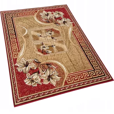 Vzorovaný koberec 50x90 cm LUKEN - červený / béžový