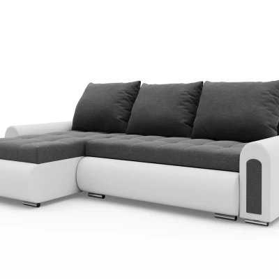 Rozkladacia rohová sedacia súprava EMBERLYN - biela ekokoža / grafitová