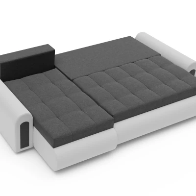 Rozkladacia rohová sedacia súprava EMBERLYN - biela ekokoža / grafitová