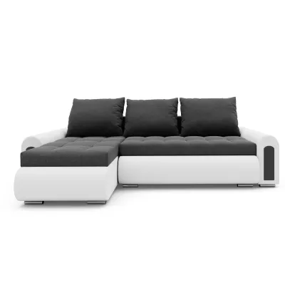 Rozkladacia rohová sedacia súprava EMBERLYN - biela ekokoža / grafitová