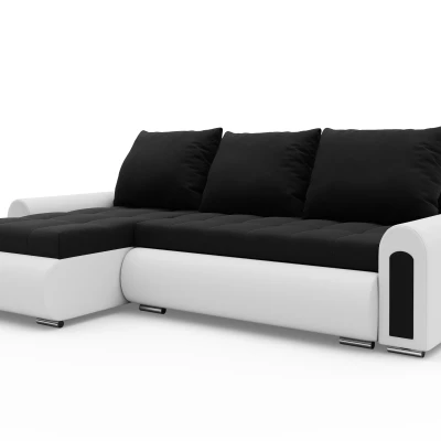 Rozkladacia rohová sedacia súprava EMBERLYN - biela ekokoža / čierna