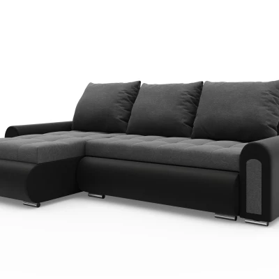 Rozkladacia rohová sedacia súprava EMBERLYN - čierna ekokoža / šedá