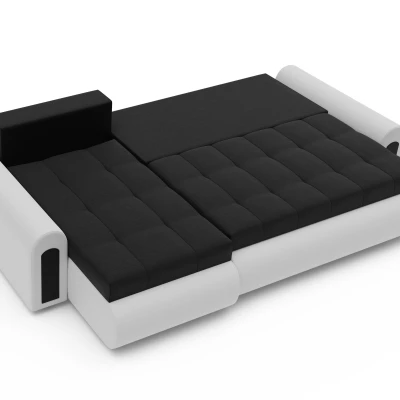 Rozkladacia rohová sedacia súprava EMBERLYN - biela ekokoža / čierna