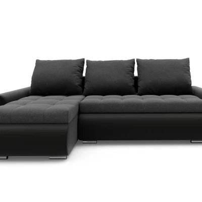 Rozkladacia rohová sedacia súprava EMBERLYN - čierna ekokoža / šedá