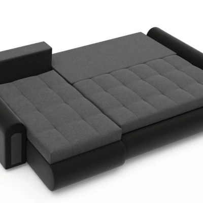 Rozkladacia rohová sedacia súprava EMBERLYN - čierna ekokoža / šedá