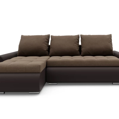 Rozkladacia rohová sedacia súprava EMBERLYN - hnedá ekokoža / béžová