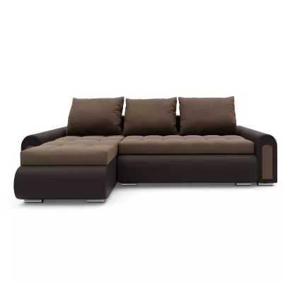 Rozkladacia rohová sedacia súprava EMBERLYN - hnedá ekokoža / béžová