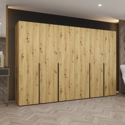 Šatníková skriňa 300 cm BETULA - dub artisan / čierna