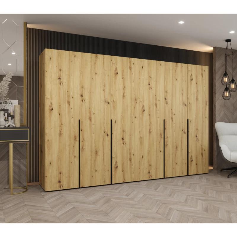 Šatníková skriňa 300 cm BETULA - dub artisan / čierna