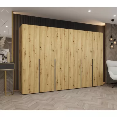 Šatníková skriňa 300 cm BETULA - dub artisan / čierna