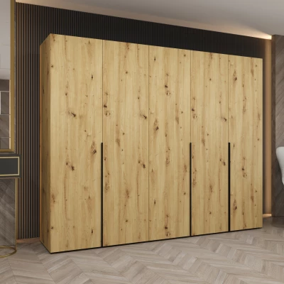 Šatníková skriňa 250 cm BETULA - dub artisan / čierna