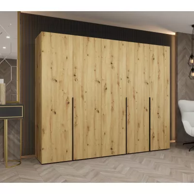 Šatníková skriňa 250 cm BETULA - dub artisan / čierna