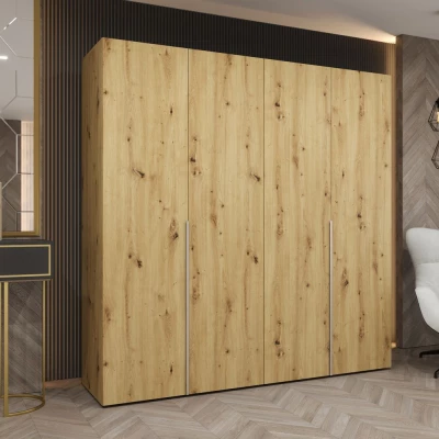 Šatníková skriňa 200 cm BETULA - dub artisan / strieborná