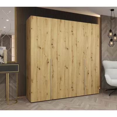 Šatníková skriňa 200 cm BETULA - dub artisan / strieborná