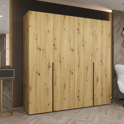 Šatníková skriňa 200 cm BETULA - dub artisan / čierna
