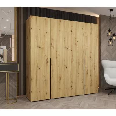 Šatníková skriňa 200 cm BETULA - dub artisan / čierna