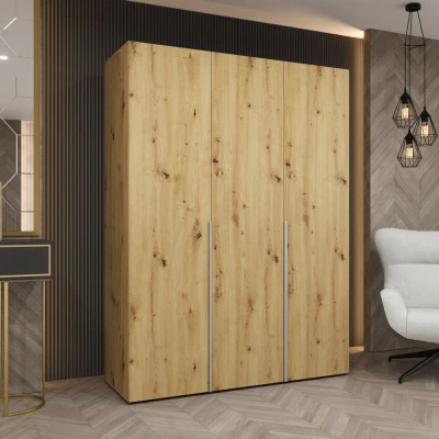 Šatníková skriňa 150 cm BETULA - dub artisan / strieborná