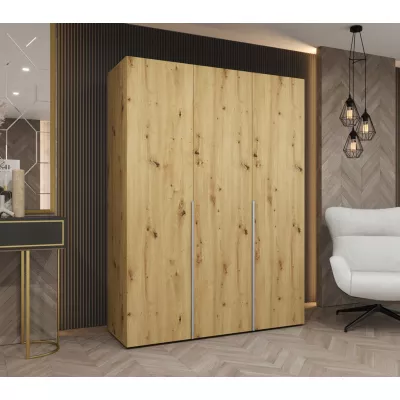 Šatníková skriňa 150 cm BETULA - dub artisan / strieborná