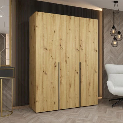 Šatníková skriňa 150 cm BETULA - dub artisan / čierna