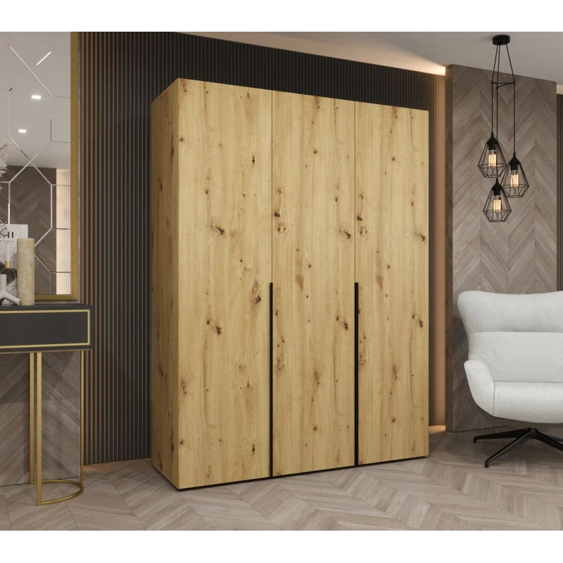 Šatníková skriňa 150 cm BETULA - dub artisan / čierna