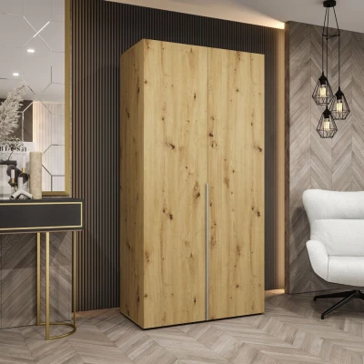 Šatníková skriňa 100 cm BETULA - dub artisan / strieborná