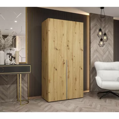 Šatníková skriňa 100 cm BETULA - dub artisan / strieborná