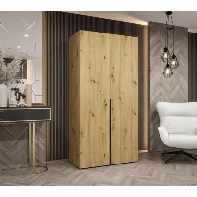 Šatníková skriňa 100 cm BETULA - dub artisan / čierna