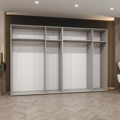 Zrkadlová šatníková skriňa 300 cm RABIA - dub artisan / čierna