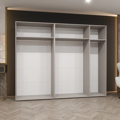 Zrkadlová šatníková skriňa 250 cm RABIA - biela / čierna