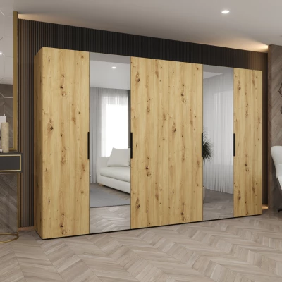 Šatníková skriňa 300 cm KUBRA - dub artisan / čierna