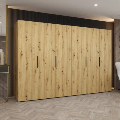 Šatníková skriňa 300 cm TUANA - dub artisan / čierna