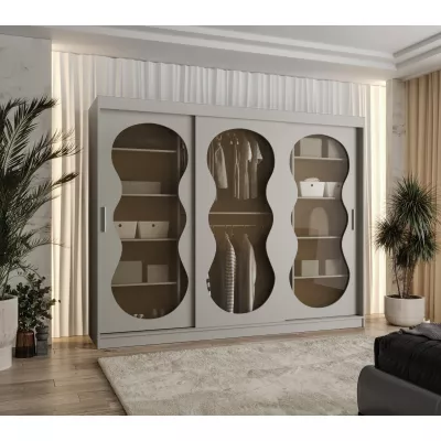 Presklená šatníková skriňa 250 cm RUMEYA - kašmírová
