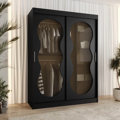Presklená šatníková skriňa 150 cm RUMEYA - čierna