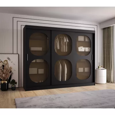Presklená šatníková skriňa 250 cm DEFNE - čierna