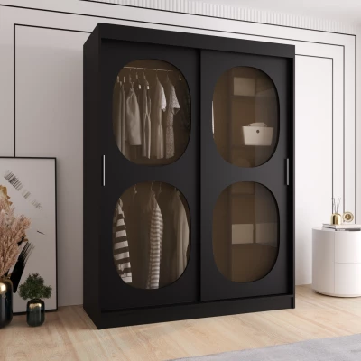 Presklená šatníková skriňa 150 cm DEFNE - čierna