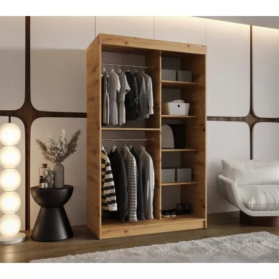 Šatníková skriňa 120 cm BEREN so zrkadlom - dub artisan