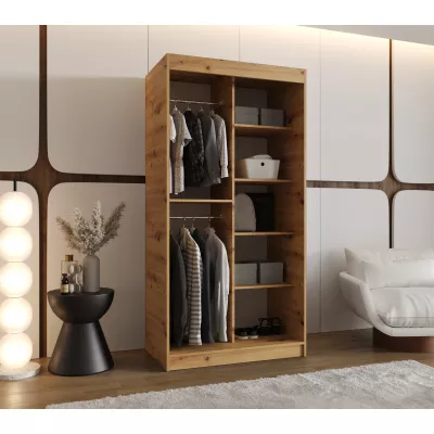 Šatníková skriňa 100 cm BEREN so zrkadlom - dub artisan