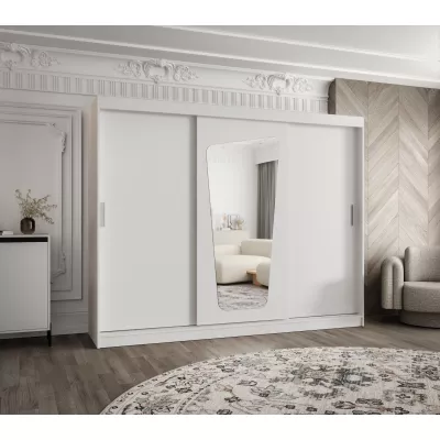 Šatníková skriňa 250 cm ZAMIRA so zrkadlom - biela