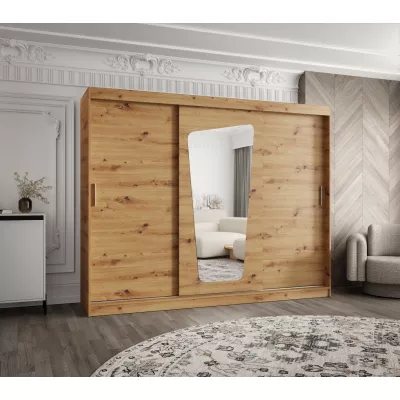 Šatníková skriňa 250 cm ZAMIRA so zrkadlom - dub artisan