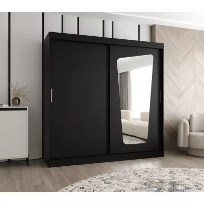 Šatníková skriňa 200 cm ZAMIRA so zrkadlom - čierna