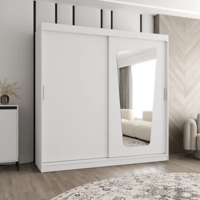 Šatníková skriňa 200 cm ZAMIRA so zrkadlom - biela