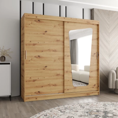 Šatníková skriňa 200 cm ZAMIRA so zrkadlom - dub artisan
