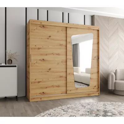 Šatníková skriňa 200 cm ZAMIRA so zrkadlom - dub artisan