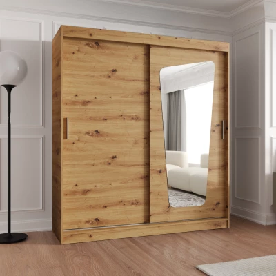 Šatníková skriňa 180 cm ZAMIRA so zrkadlom - dub artisan