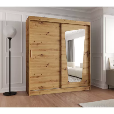 Šatníková skriňa 180 cm ZAMIRA so zrkadlom - dub artisan