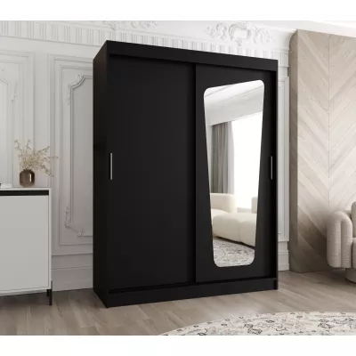 Šatníková skriňa 150 cm ZAMIRA so zrkadlom - čierna