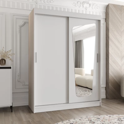 Šatníková skriňa 150 cm ZAMIRA so zrkadlom - biela