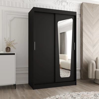 Šatníková skriňa 120 cm ZAMIRA so zrkadlom - čierna